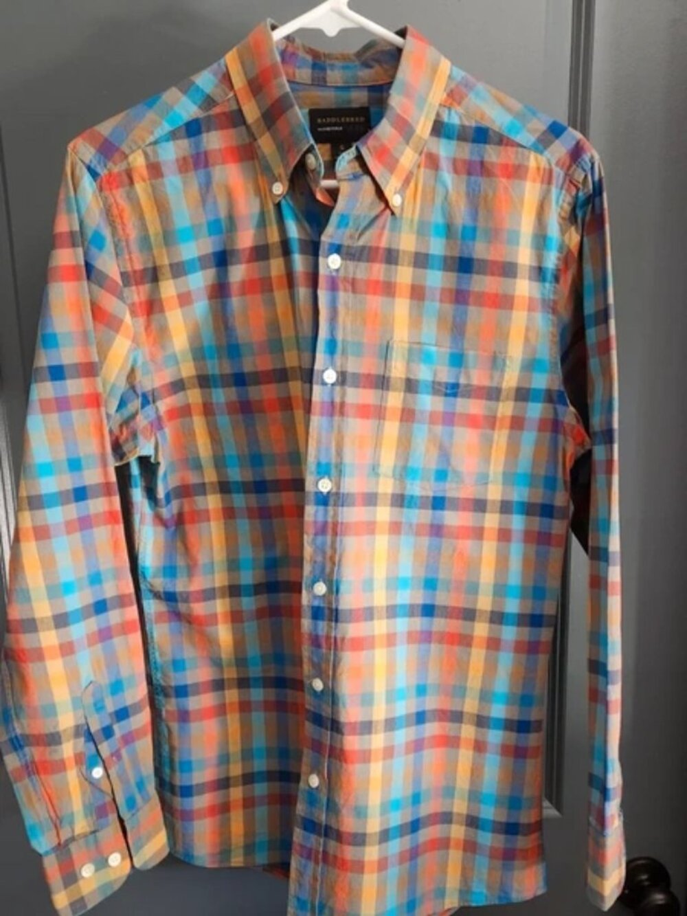 Saddlebred 1888 tailored fit poplin long sleeve button-up